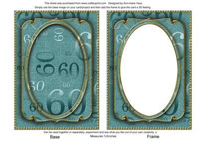 Dusky Teal Metallic 60 Birthday 7x5in Shaker Frame and Base