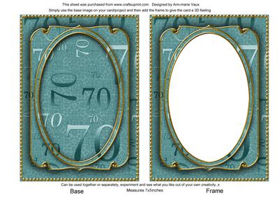 Dusky Teal Metallic 70 Birthday 7x5in Shaker Frame and Base