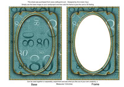 Dusky Teal Metallic 80 Birthday 7x5in Shaker Frame and Base
