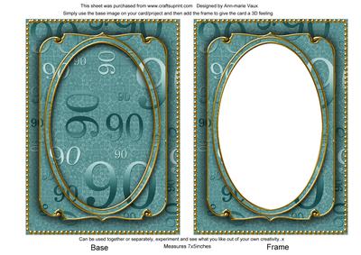 Dusky Teal Metallic 90 Birthday 7x5in Shaker Frame and Base