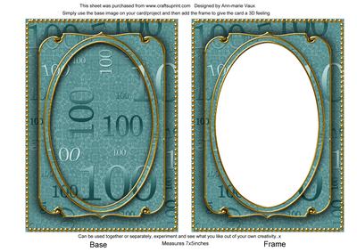 Dusky Teal Metallic 100 Birthday 7x5in Shaker Frame and Base