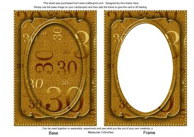 Gold Metallic 30 Birthday 7x5in Shaker Frame and Base