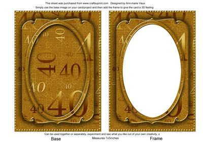 Gold Metallic 40 Birthday 7x5in Shaker Frame and Base