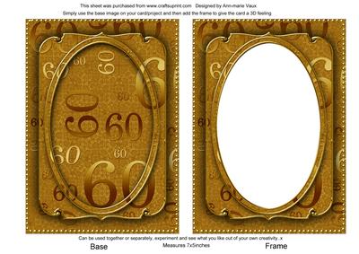 Gold Metallic 60 Birthday 7x5in Shaker Frame and Base
