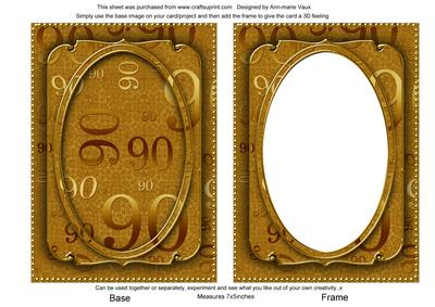 Gold Metallic 90 Birthday 7x5in Shaker Frame and Base