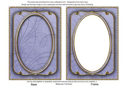 Blue Calligraphy Fleur 7x5in Shaker Base and Frame