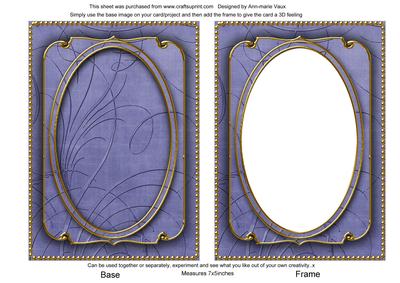 Dark Blue Calligraphy Fleur 7x5in Shaker Base and Frame