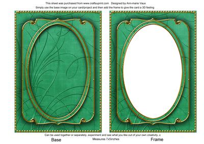 Dark Green Calligraphy Fleur 7x5in Shaker Base and Frame