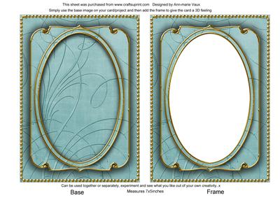 Dusky Teal Calligraphy Fleur 7x5in Shaker Base and Frame