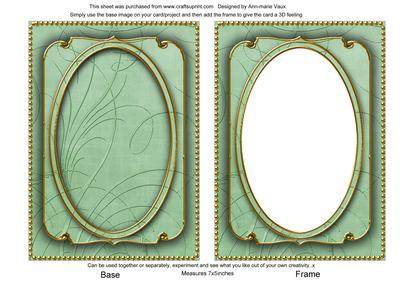 Mid Green Calligraphy Fleur 7x5in Shaker Base and Frame