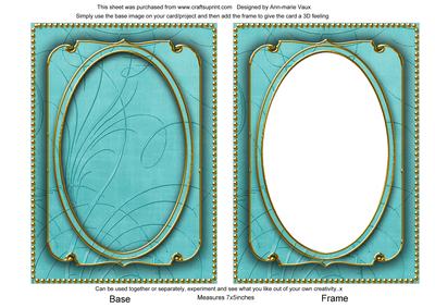 Teal Calligraphy Fleur 7x5in Shaker Base and Frame