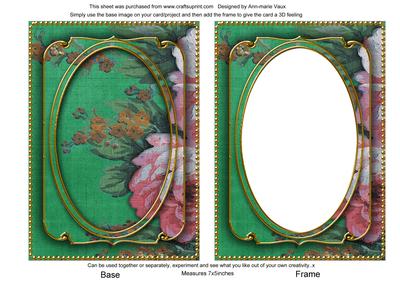 Dark Green Grunge Oil Paint Rose 7x5in Shaker Base and Frame