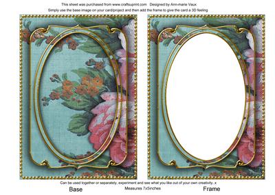 Dusky Teal Grunge Oil Paint Rose 7x5in Shaker Base and Frame