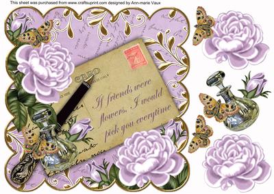 Lilac Roses If Friends 8in Decoupage Topper