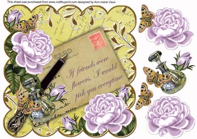 Lilac Roses Lemon If Friends 8in Decoupage Topper