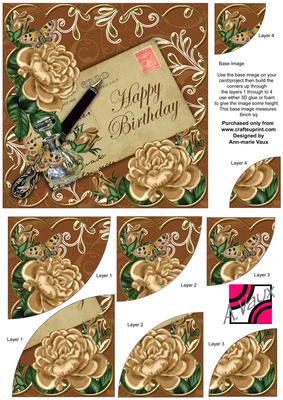 Coffee Roses Happy Birthday 6in Duo Corner Stacker