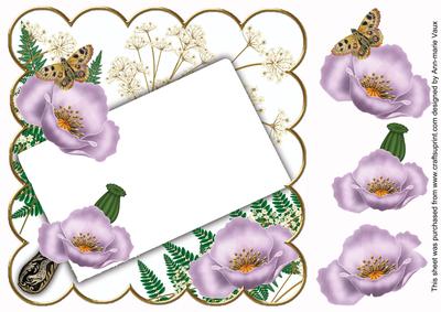 Lilac Poppy Frame Ink Saver 8in Decoupage Topper
