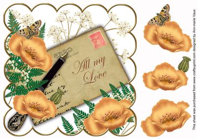 Peach Poppy All My Love Ink Saver 8in Decoupage Topper