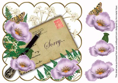 Lilac Poppy Sorry Ink Saver 8in Decoupage Topper