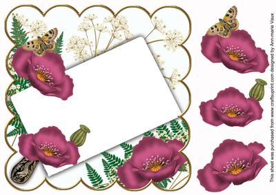 Cerise Poppy Frame Ink Saver 8in Decoupage Topper