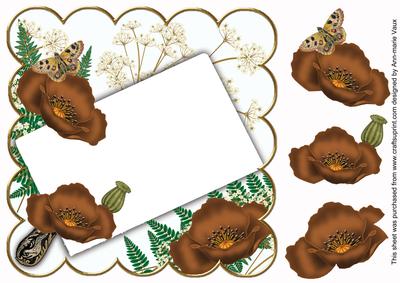 Chocolate Poppy Frame Ink Saver 8in Decoupage Topper