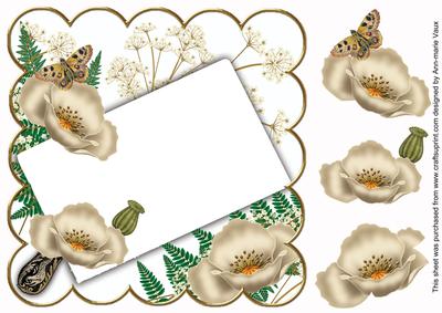 Cream Poppy Frame Ink Saver 8in Decoupage Topper