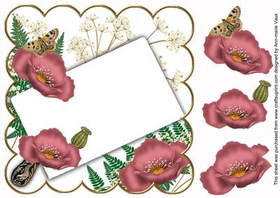 Dusky Pink Poppy Frame Ink Saver 8in Decoupage Topper
