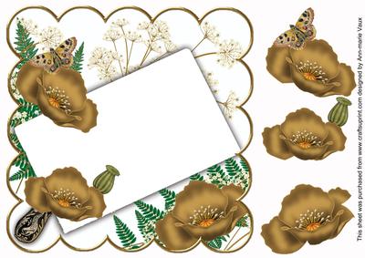 Gold Poppy Frame Ink Saver 8in Decoupage Topper