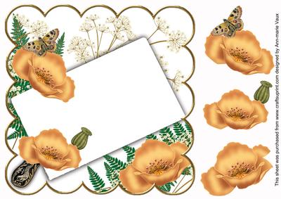 Peach Poppy Frame Ink Saver 8in Decoupage Topper