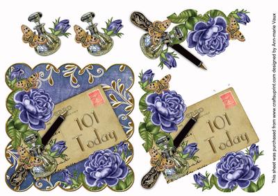 Blue Roses 101 Today Scallop Decoupage Step by Step Sheet