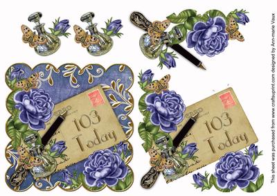 Blue Roses 103 Today Scallop Decoupage Step by Step Sheet