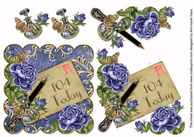 Blue Roses 104 Today Scallop Decoupage Step by Step Sheet