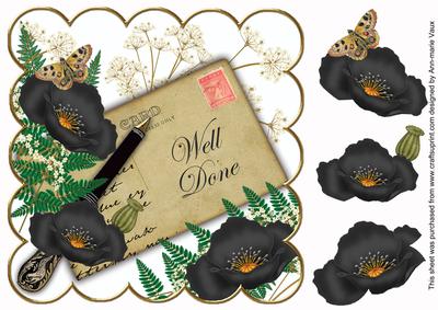 Black Poppy Well Done Ink Saver 8in Decoupage Topper
