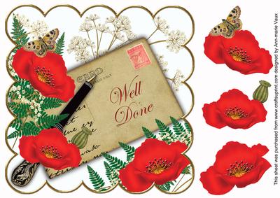 Red Poppy Well Done Ink Saver 8in Decoupage Topper