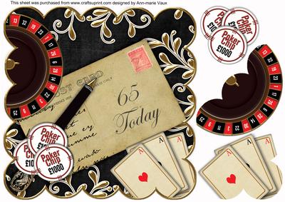 Black Roulette 65 Today 8in Scallop Decoupage Topper
