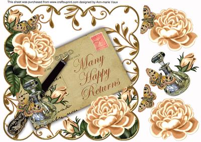 Peach Rose Happy Returns Ink Saver 8in Decoupage Topper