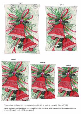 Christmas Colourful Bells Curved Block Pyramid Toppers