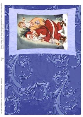 Santa and His Sack Curved Block Card