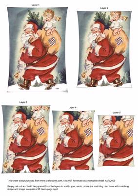 Santa and His Sack Curved Block Pyramid Toppers