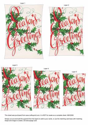 Christmas Seasons Greetings Curved Block Pyramid Toppers