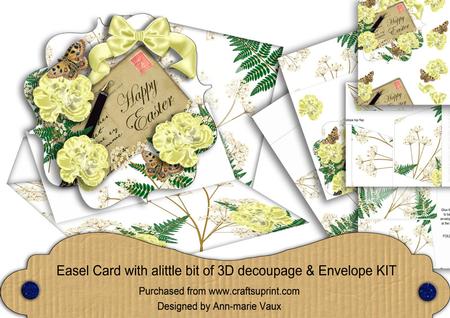 Lemon Carnations Happy Easter Easel Card and Envelope Kit