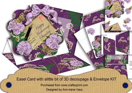 Lilac P Carnation Mothering Sunday Easel Card Envelope Kit