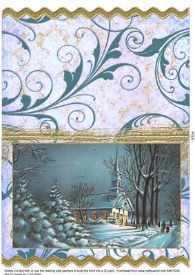 Christmas Church Wavy Card