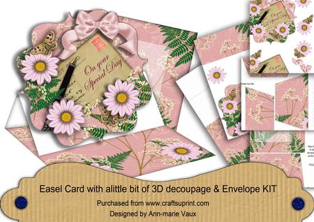 Pink Daisy Pink Your Special Day Easel Card Envelope Kit