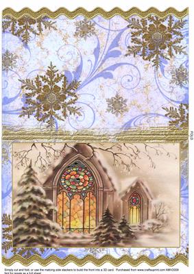 Christmas Church Window Wavy Card