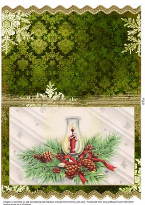 Christmas Night Candle Wavy Card