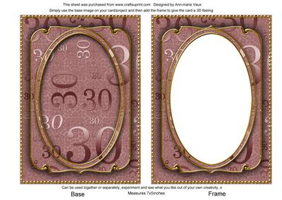 Dusky Pink Metallic 30 Birthday 7x5in Shaker Frame and Base