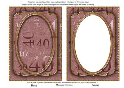 Dusky Pink Metallic 40 Birthday 7x5in Shaker Frame and Base