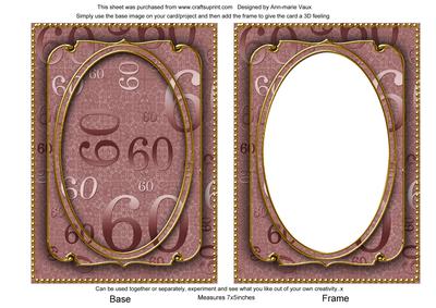 Dusky Pink Metallic 60 Birthday 7x5in Shaker Frame and Base