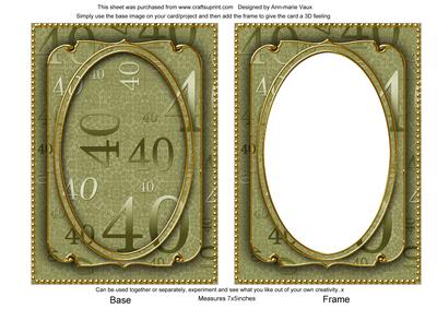 Olive Metallic 40 Birthday 7x5in Shaker Frame and Base